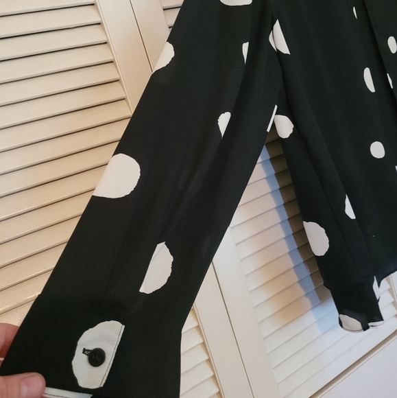 NWOT Chico's Sheer Black with white polka dots - Picture 5 of 16